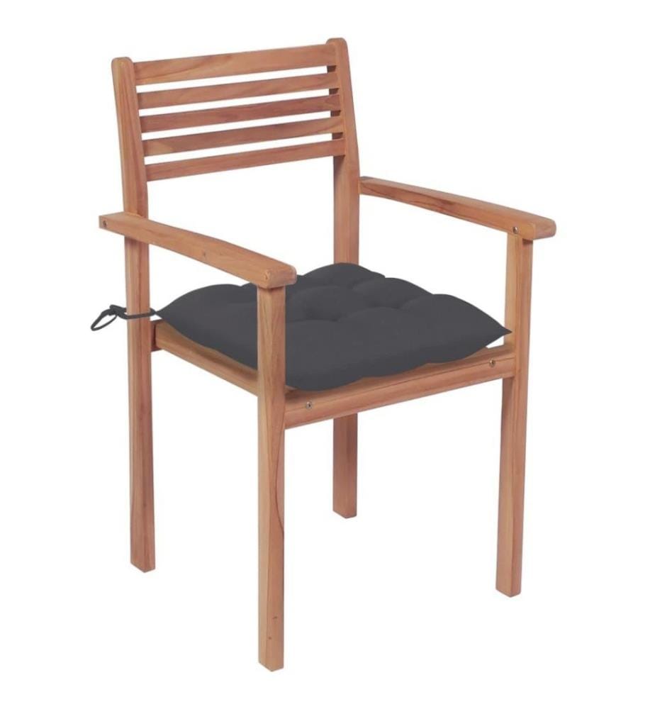 Gartenstühle 2 Stk. mit Anthrazit Kissen Massivholz Teak