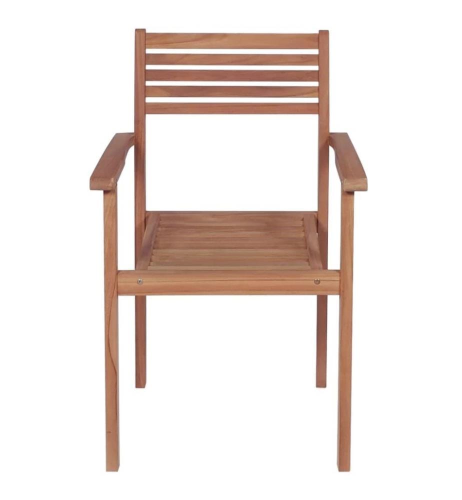 Stapelbare Gartenstühle mit Kissen 8 Stk. Massivholz Teak