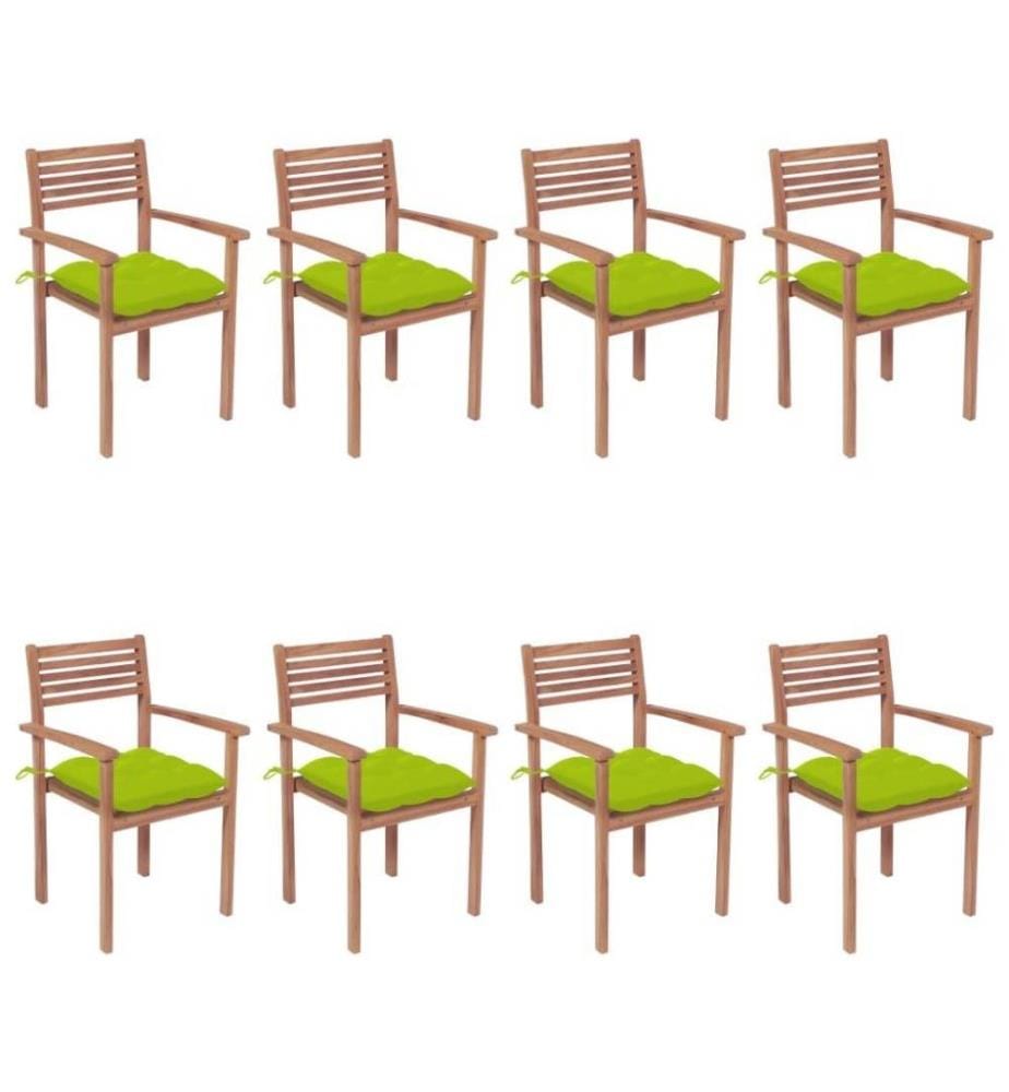 Stapelbare Gartenstühle mit Kissen 8 Stk. Massivholz Teak