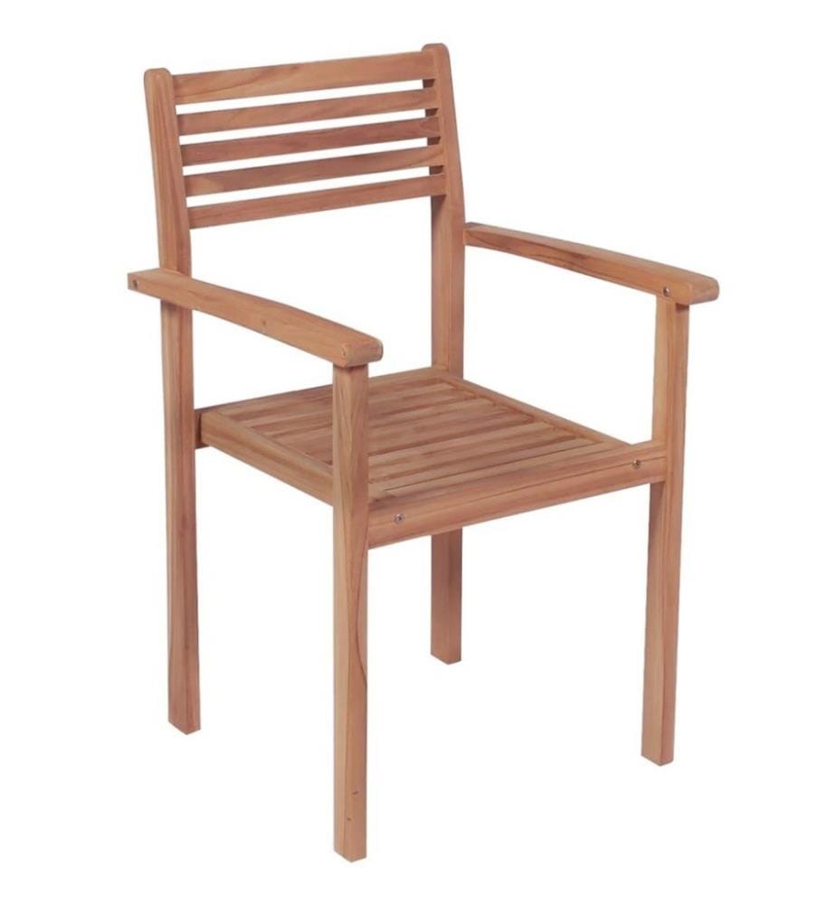 Gartenstühle 4 Stk. mit Grünen Kissen Massivholz Teak