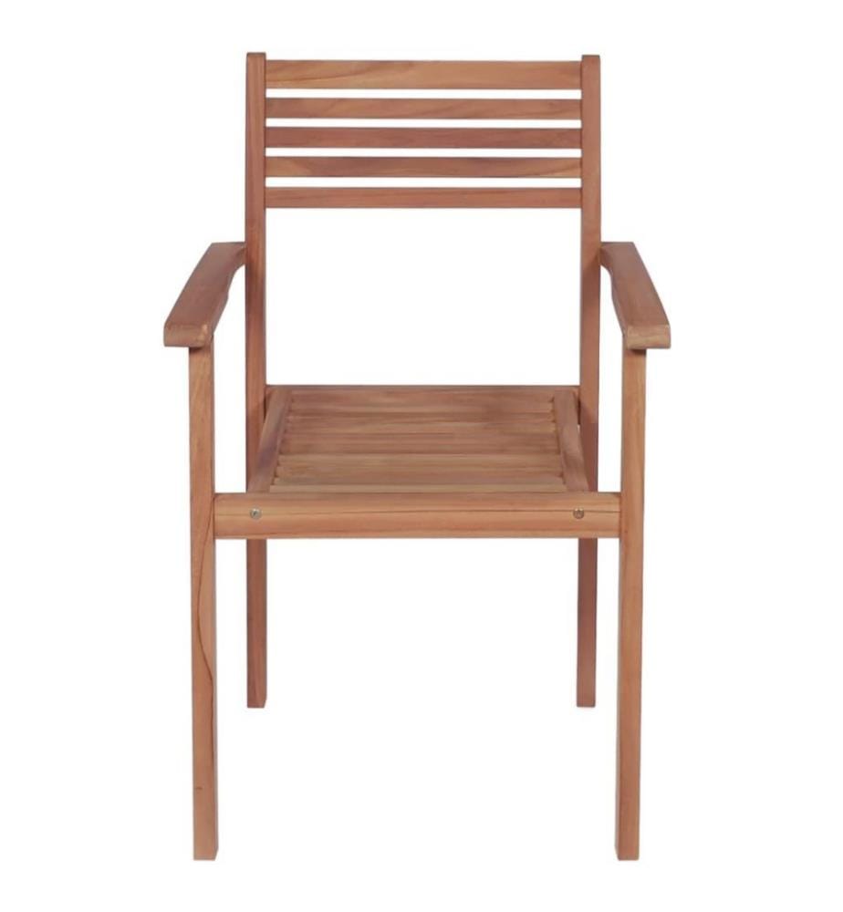 Gartenstühle 4 Stk. mit Grünen Kissen Massivholz Teak