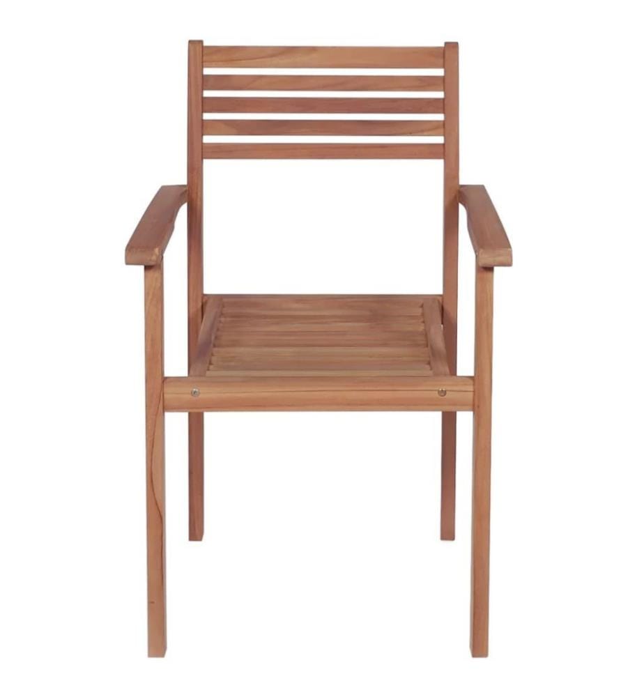 Stapelbare Gartenstühle mit Kissen 6 Stk. Massivholz Teak