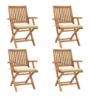 Klappbare Gartenstühle mit Kissen 4 Stk. Massivholz Teak