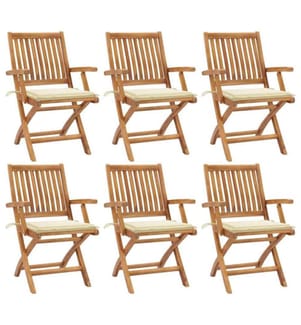 Klappbare Gartenstühle mit Kissen 6 Stk. Massivholz Teak