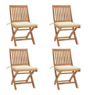 Klappbare Gartenstühle mit Kissen 4 Stk. Massivholz Teak