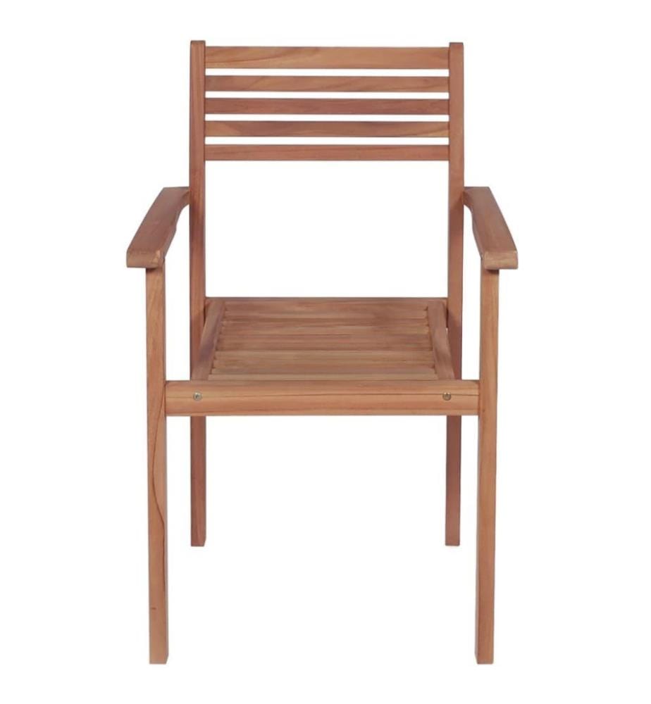 Stapelbare Gartenstühle mit Kissen 8 Stk. Massivholz Teak