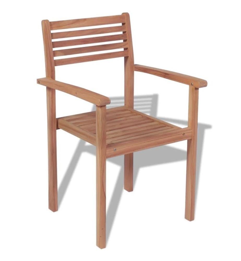 Chaises empilables de jardin 4 pcs Bois de teck solide