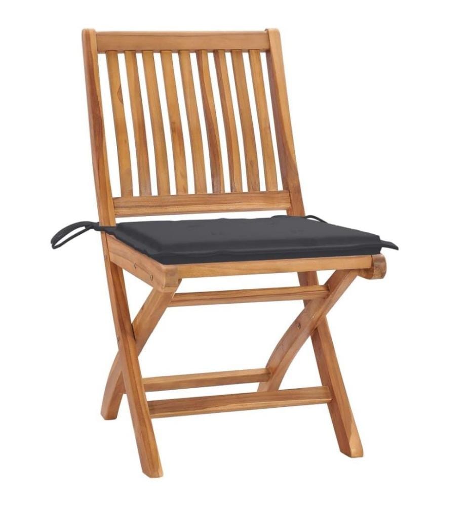 Chaises de jardin 2 pcs avec coussins anthracite Bois de teck