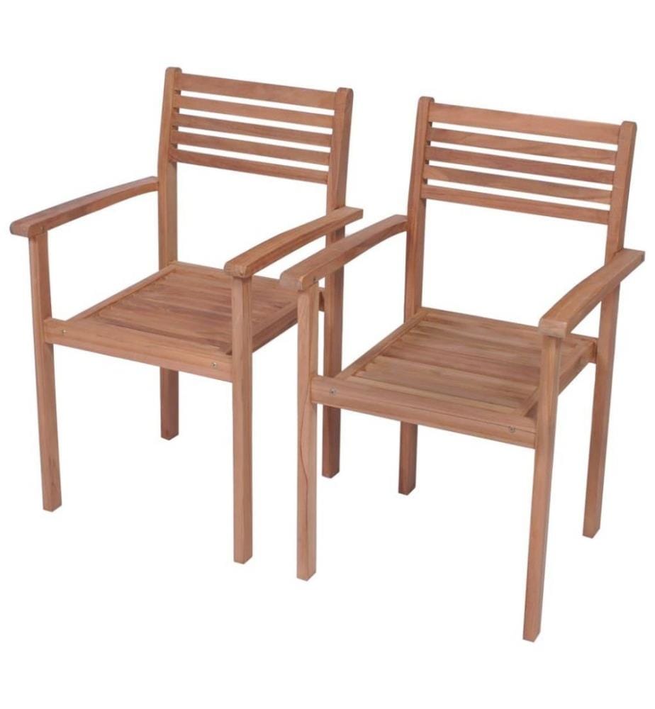 Gartenstühle 2 Stk. mit Beige Kissen Massivholz Teak