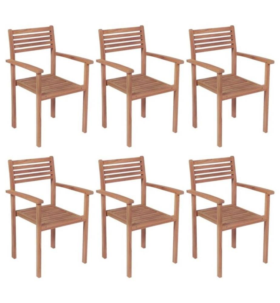 Stapelbare Gartenstühle 6 Stk. Massivholz Teak