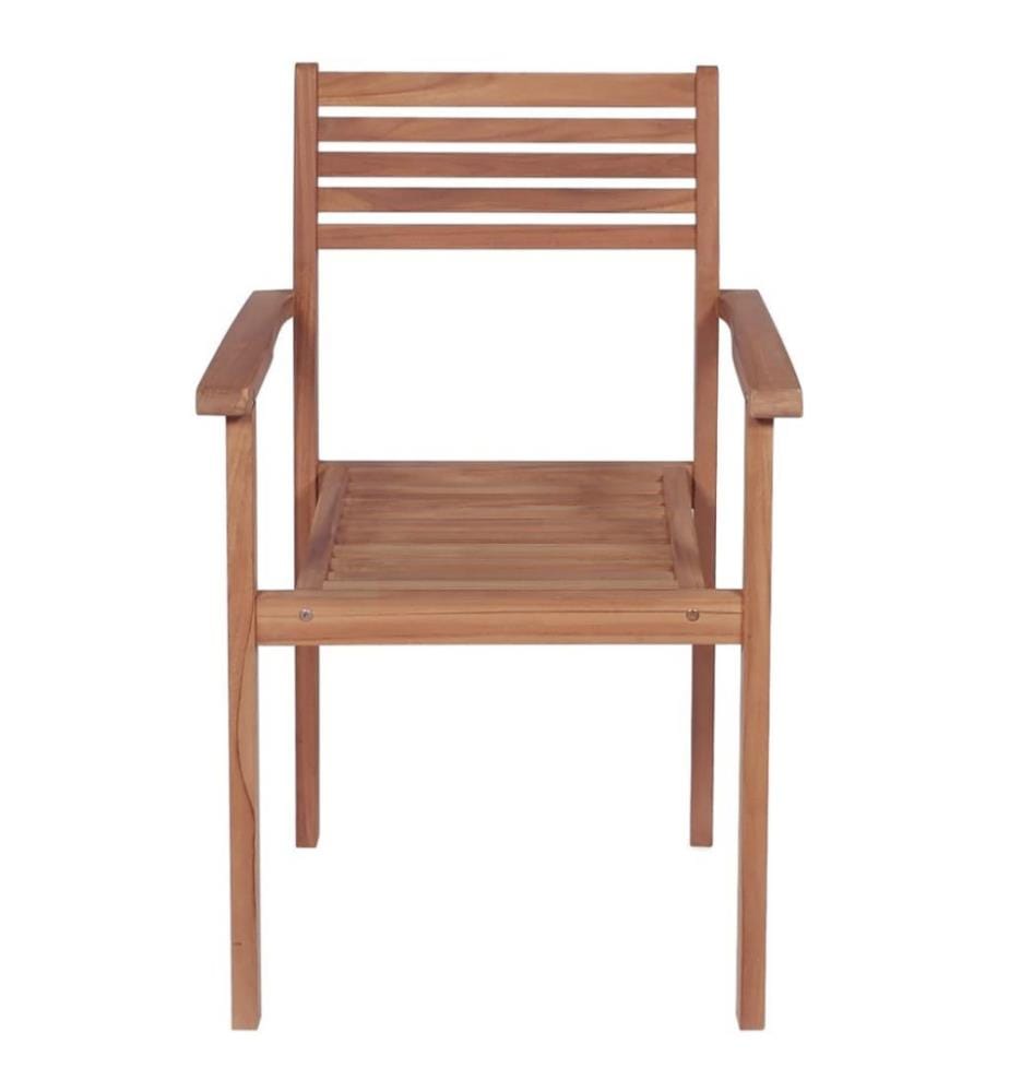 Stapelbare Gartenstühle mit Kissen 6 Stk. Massivholz Teak