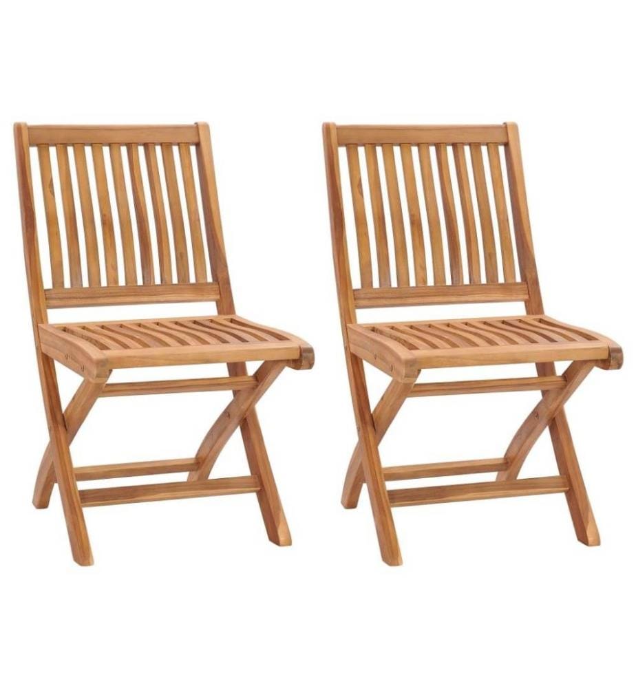 Chaises de jardin pliables 2 pcs Bois de teck massif