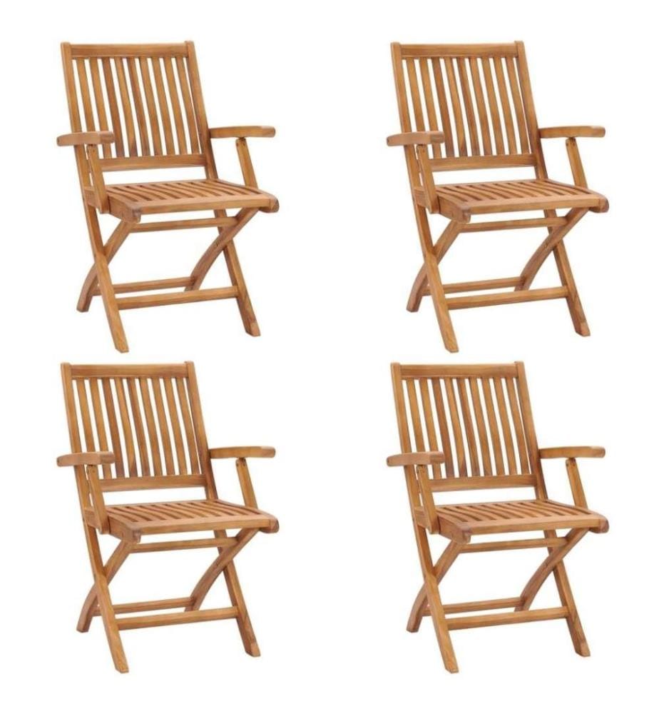 Chaises pliables de jardin 4 pcs Bois de teck solide