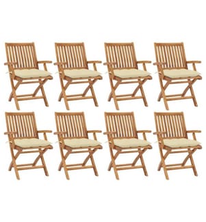 Klappbare Gartenstühle mit Kissen 8 Stk. Massivholz Teak