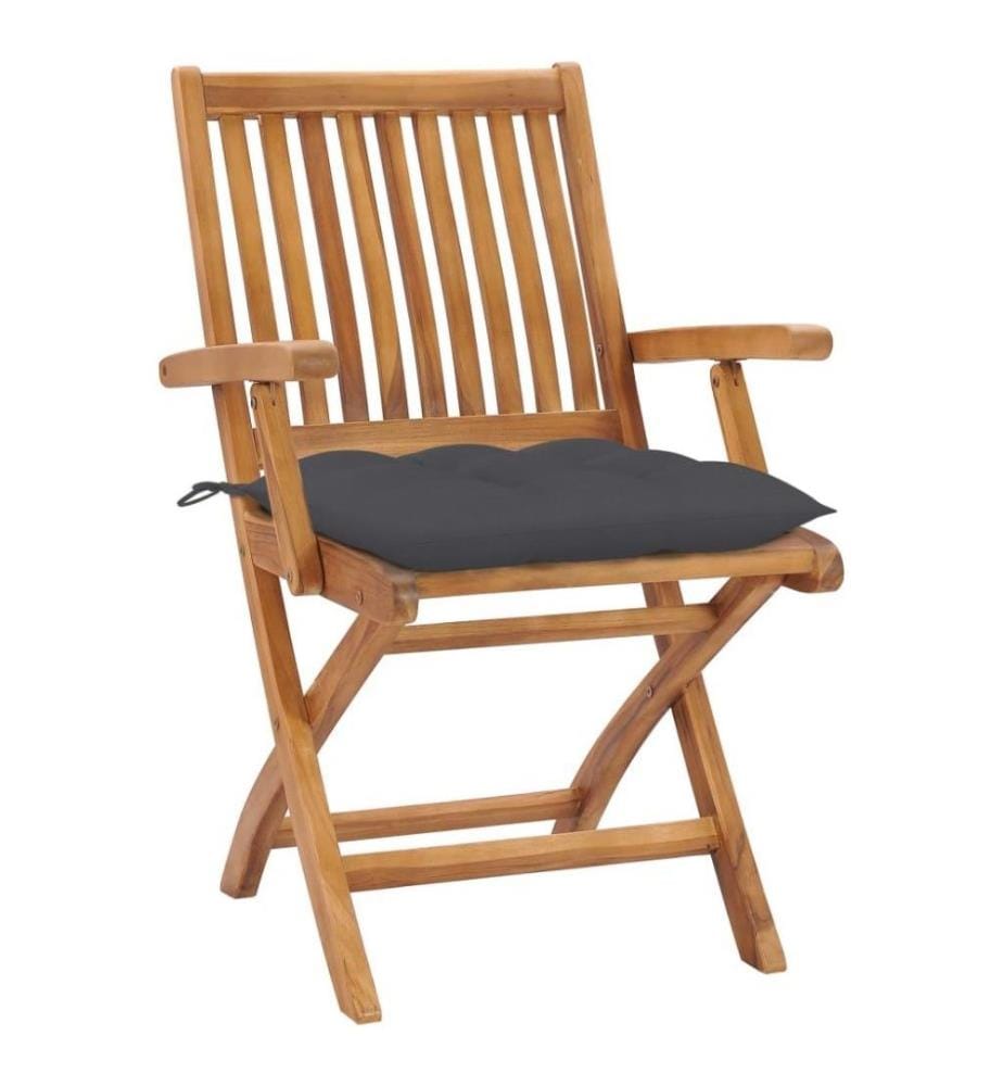 Chaises de jardin 2 pcs avec coussins anthracite Bois de teck