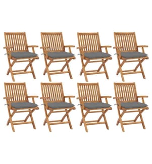 Klappbare Gartenstühle mit Kissen 8 Stk. Massivholz Teak
