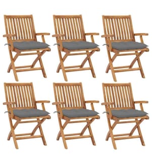 Klappbare Gartenstühle mit Kissen 6 Stk. Massivholz Teak
