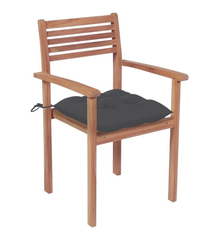Gartenstühle 4 Stk. mit Anthrazit Kissen Massivholz Teak