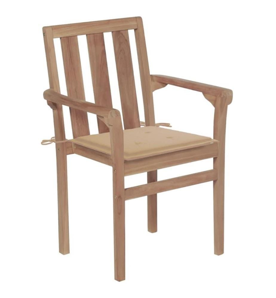 Stapelbare Gartenstühle mit Kissen 8 Stk. Massivholz Teak