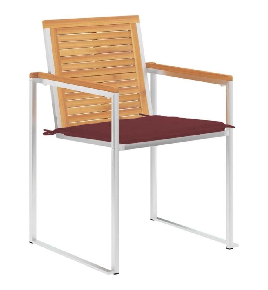 Gartenstühle mit Kissen 2 Stk. Massivholz Teak und Stahl