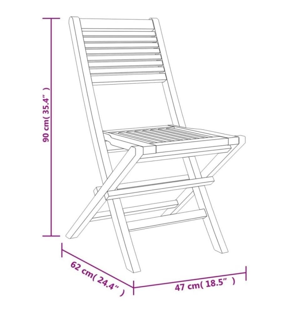 Chaises de jardin pliantes 6 pcs 47x62x90 cm bois massif teck