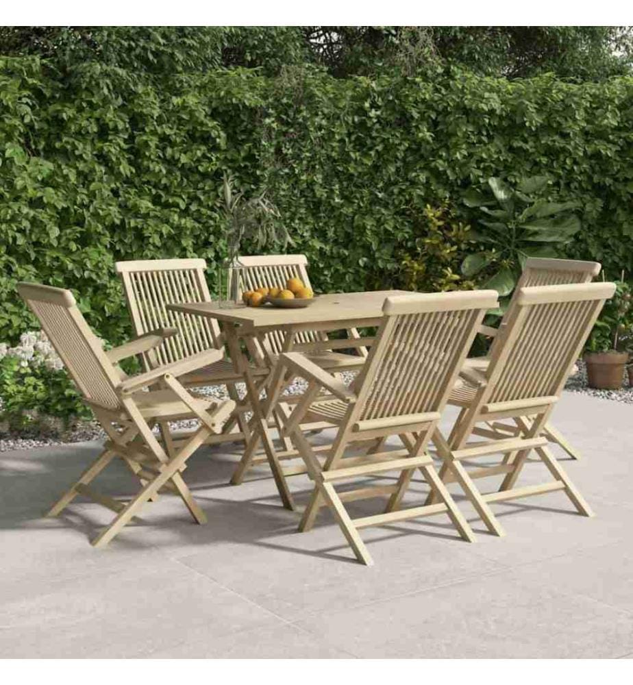 Chaises de jardin pliantes 6 pcs gris 56x61x89 cm bois de teck