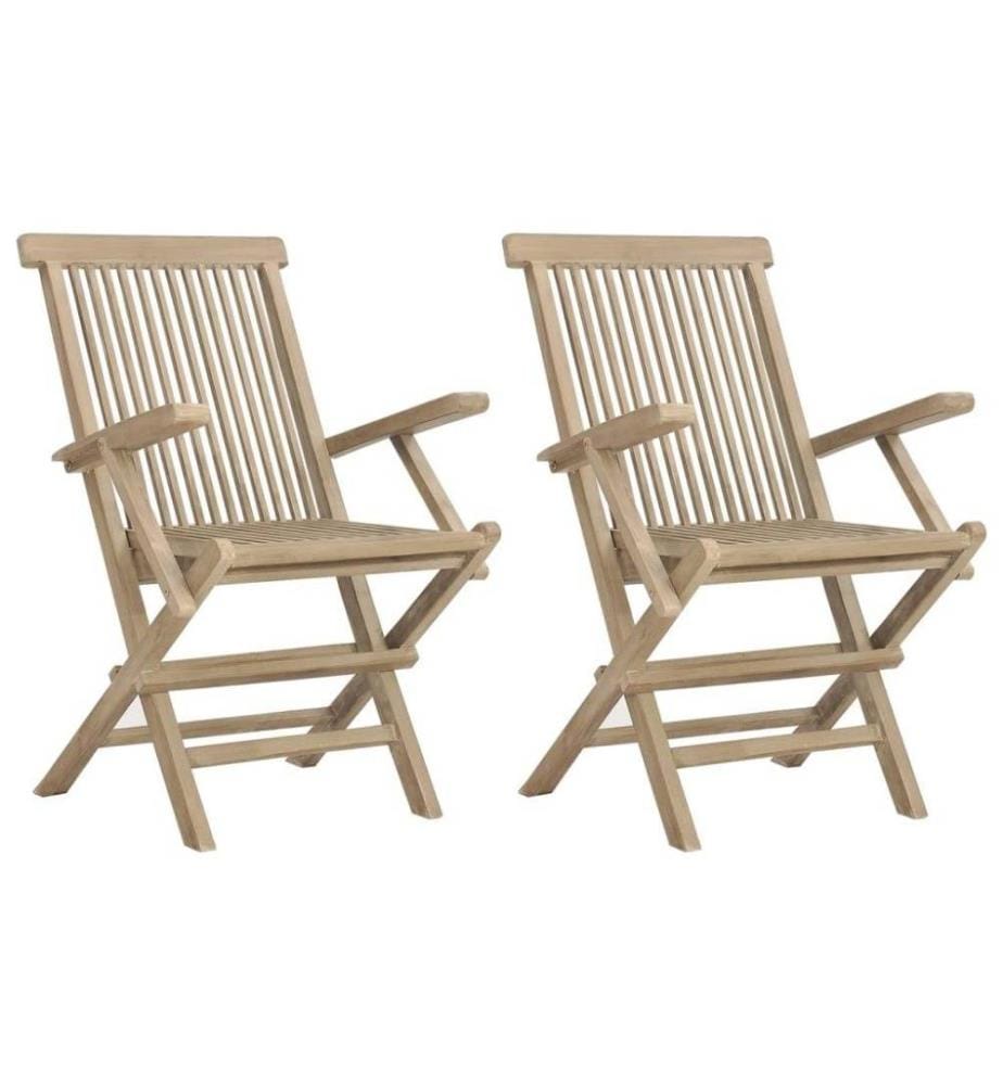 Chaises de jardin pliantes 2pcs gris 56x61x89cm bois de teck