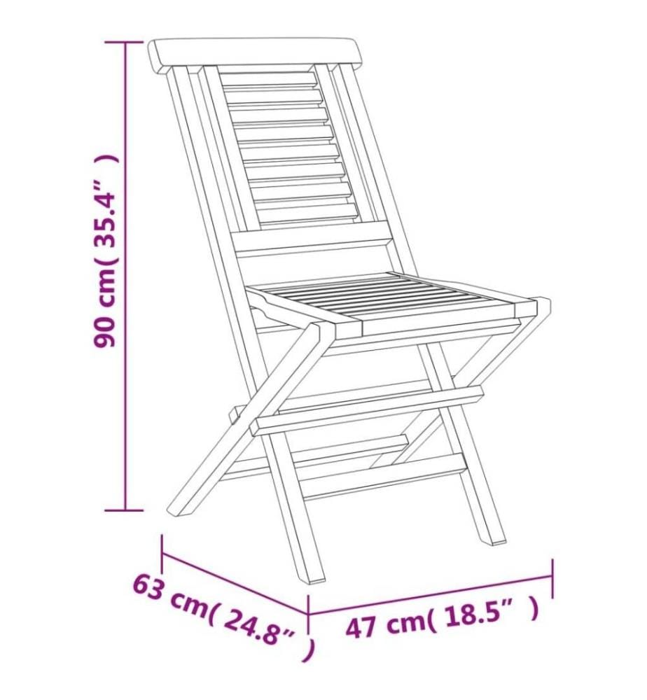 Chaises de jardin pliantes 8 pcs 47x63x90 cm bois massif teck