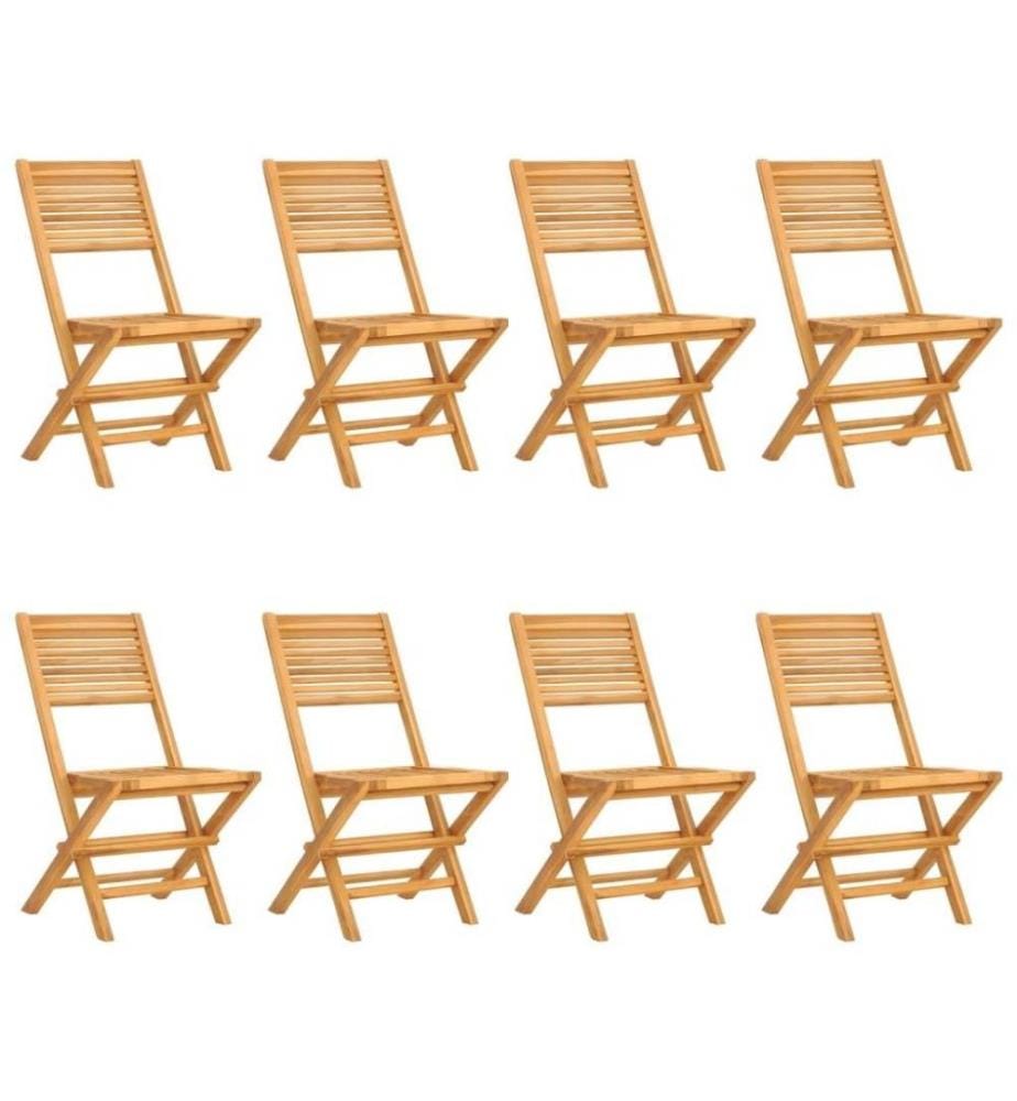Chaises de jardin pliantes 8 pcs 47x62x90 cm bois massif teck