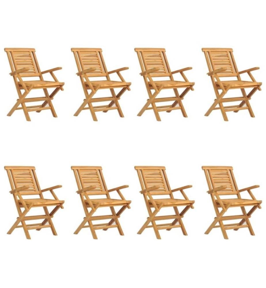Chaises de jardin pliantes 8 pcs 56x63x90 cm bois massif teck