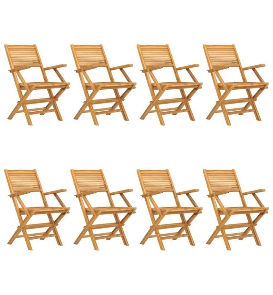 Chaises de jardin pliantes 8 pcs 55x62x90 cm bois massif teck