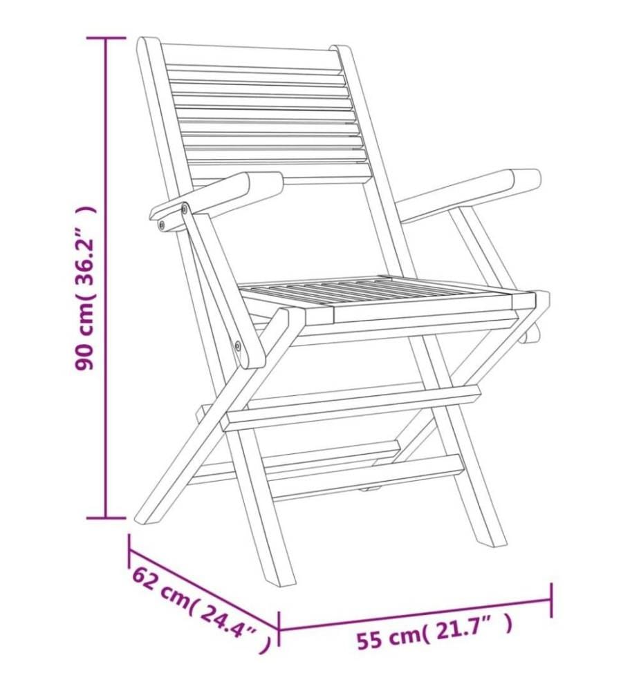 Chaises de jardin pliantes 8 pcs 55x62x90 cm bois massif teck