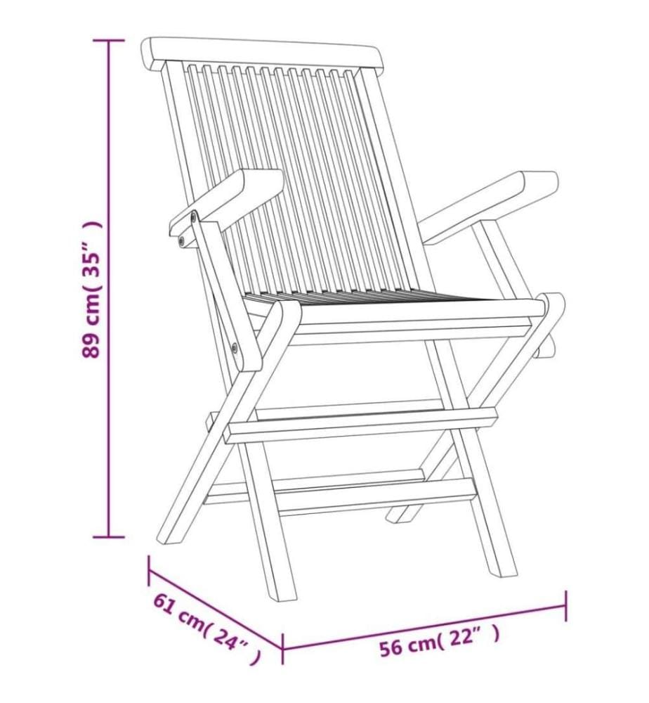 Chaises de jardin pliantes 8 pcs gris 56x61x89 cm bois de teck