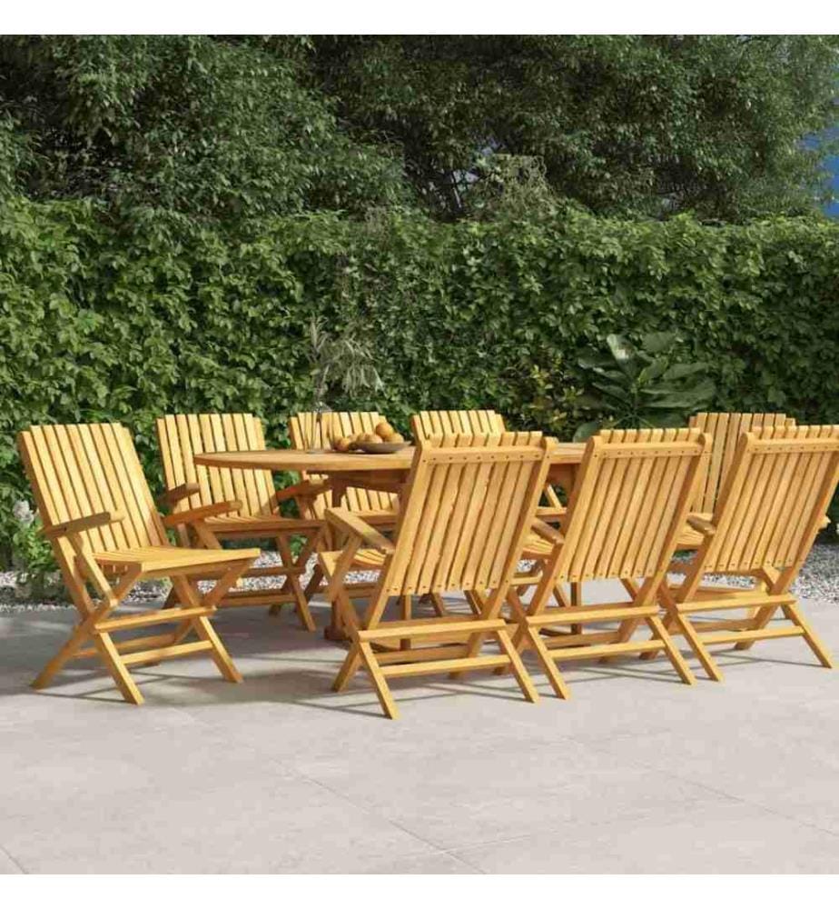Chaises de jardin pliantes 8 pcs 61x67x90 cm bois massif teck