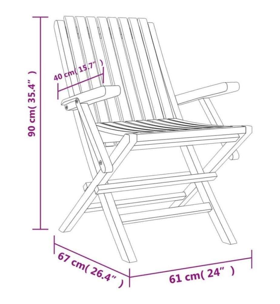 Chaises de jardin pliantes 8 pcs 61x67x90 cm bois massif teck