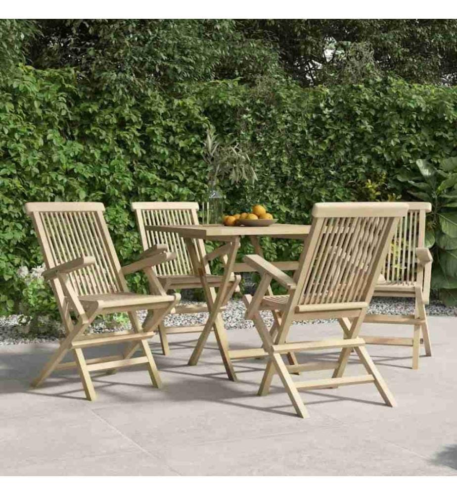 Chaises de jardin pliantes 4 pcs gris 56x61x89 cm bois de teck