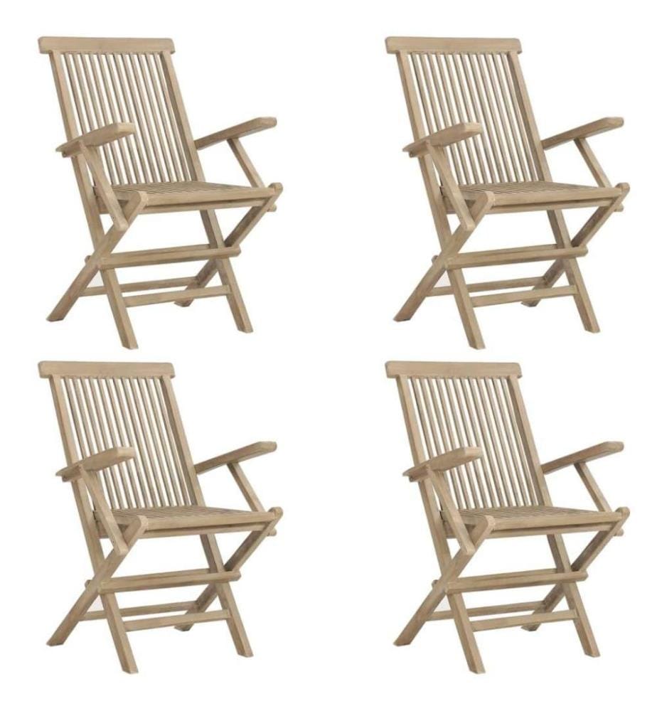Chaises de jardin pliantes 4 pcs gris 56x61x89 cm bois de teck