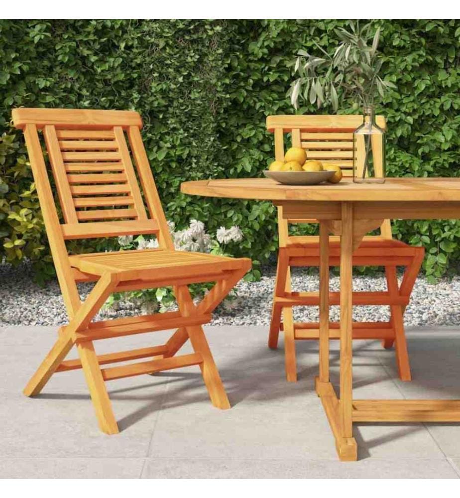 Chaises de jardin pliantes 2 pcs 47x63x90 cm bois massif teck