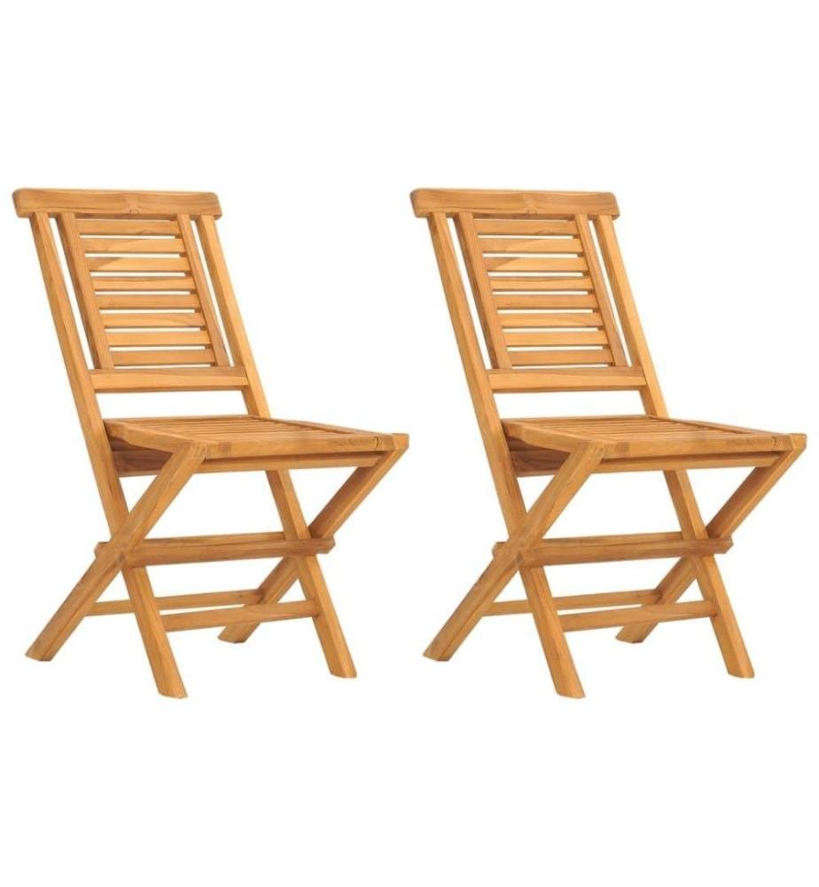 Chaises de jardin pliantes 2 pcs 47x63x90 cm bois massif teck