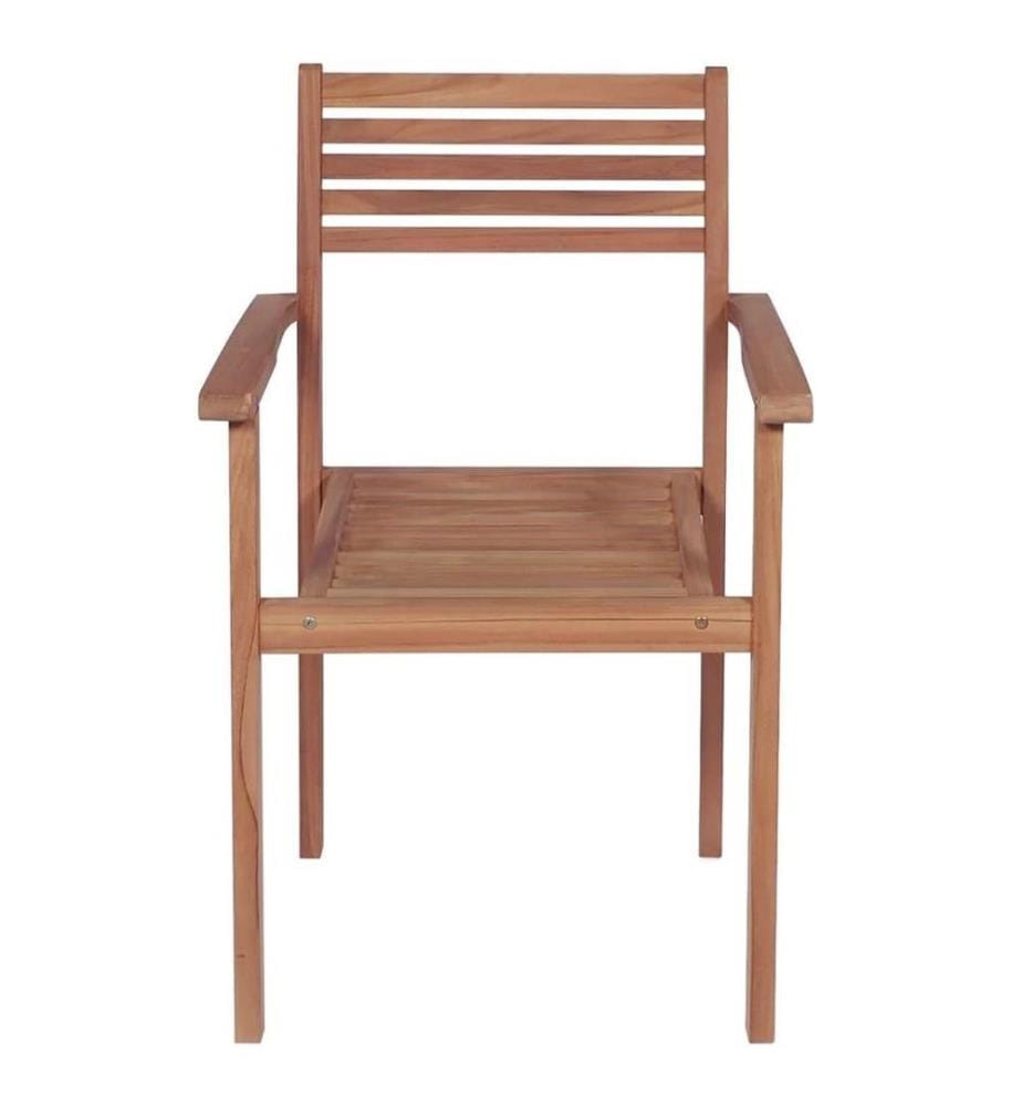 Stapelbare Gartenstühle mit Kissen 6 Stk. Massivholz Teak