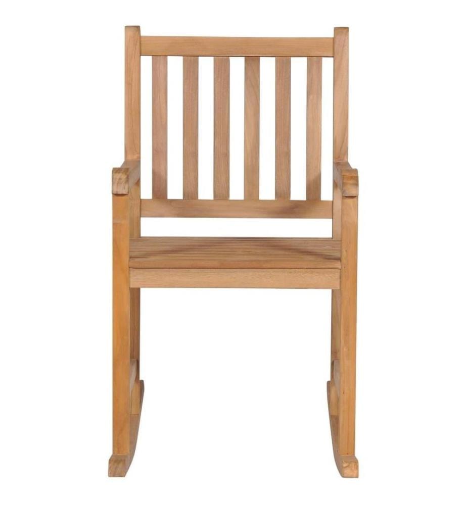 Chaise à bascule avec coussin bleu royal Bois de teck solide