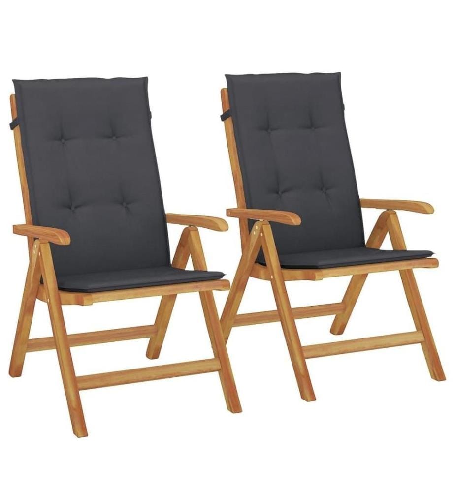 Gartenstühle mit Kissen 2 Stk. Massivholz Teak