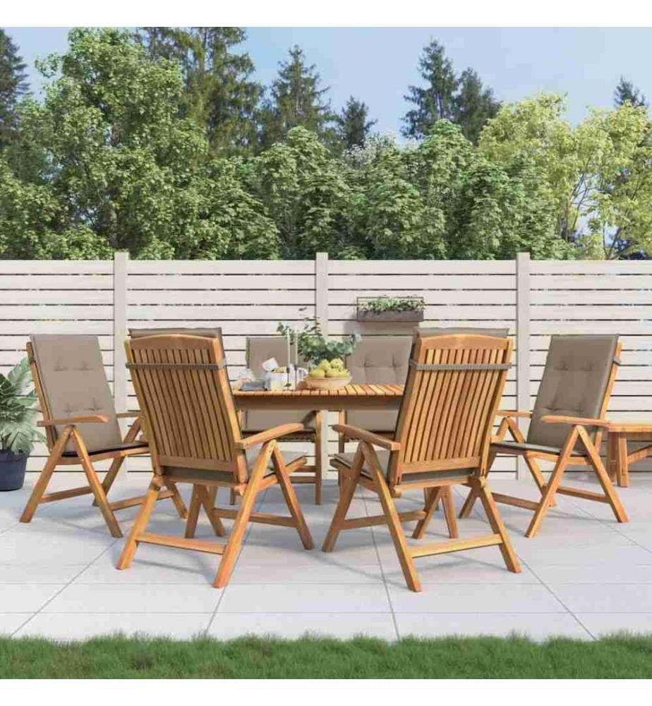 Gartenstühle mit Kissen 6 Stk. Massivholz Teak