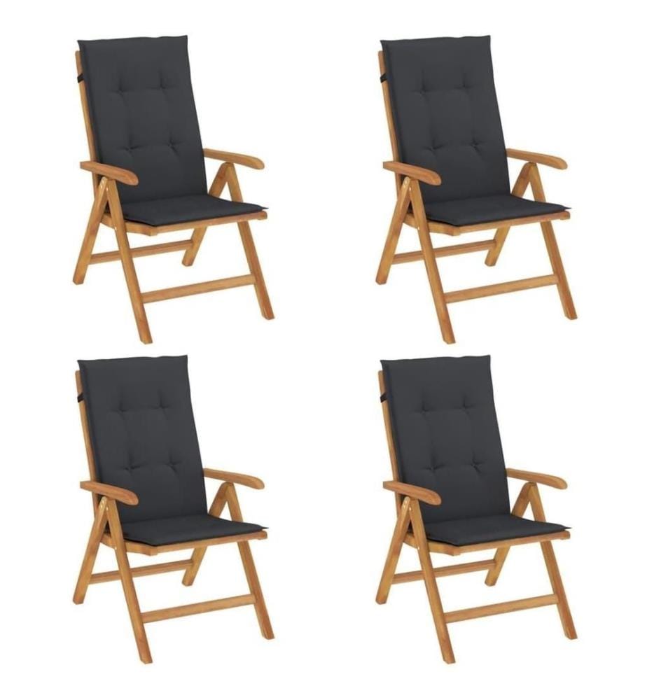 Gartenstühle mit Kissen 4 Stk. Massivholz Teak