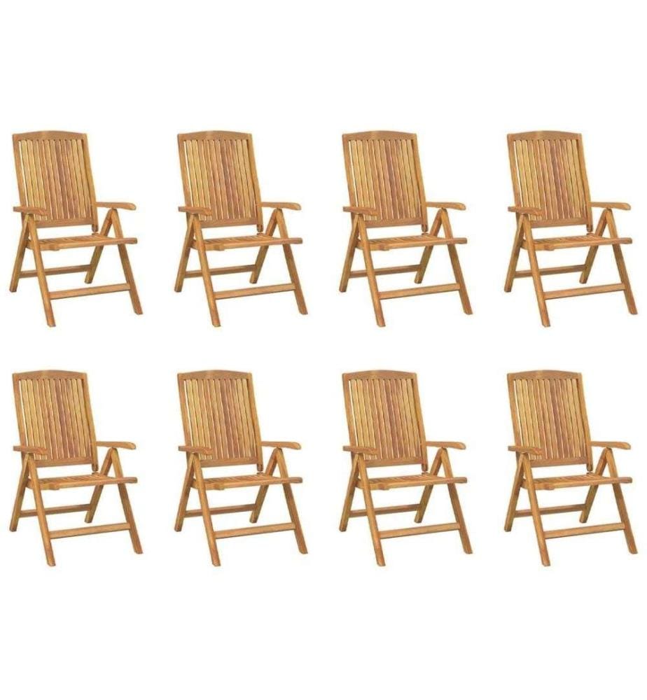 Gartenstühle mit Auflagen 8 Stk. Massivholz Teak
