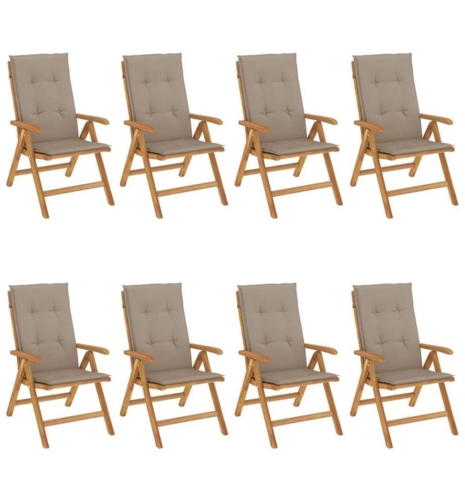 Gartenstühle mit Auflagen 8 Stk. Massivholz Teak