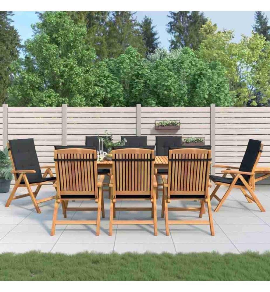 Gartenstühle mit Auflagen 8 Stk. Massivholz Teak