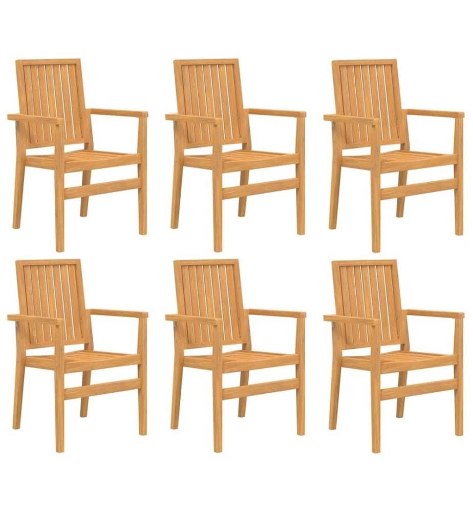 Chaises de jardin empilables lot de 6 56,5x57,5x91 cm bois teck