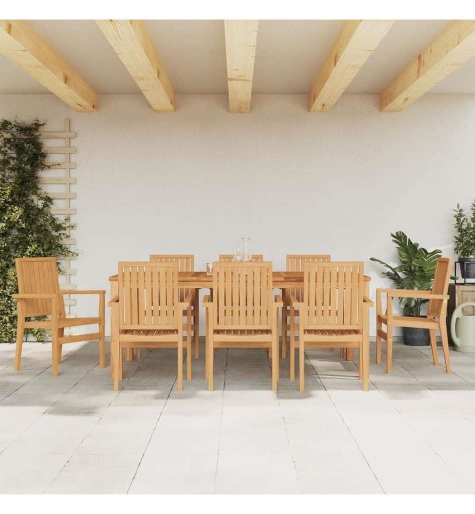 Chaises de jardin empilables lot de 8 56,5x57,5x91 cm bois teck