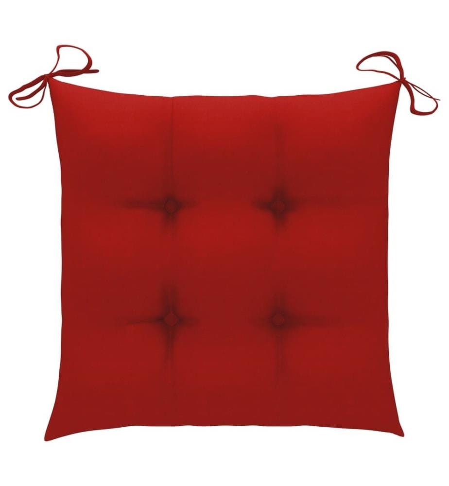 Chaise à bascule avec coussin rouge Bois de teck solide